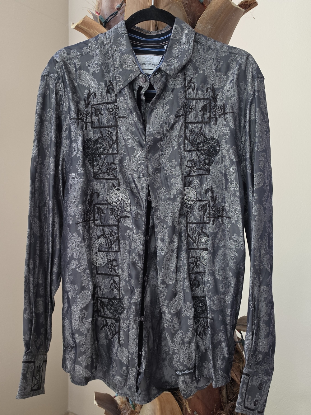 English Laundry By Christopher Hicks Paisley Embroidered Button Down